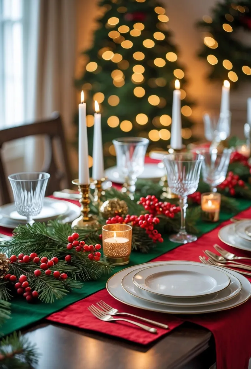  Classic Red and Green Table Runner