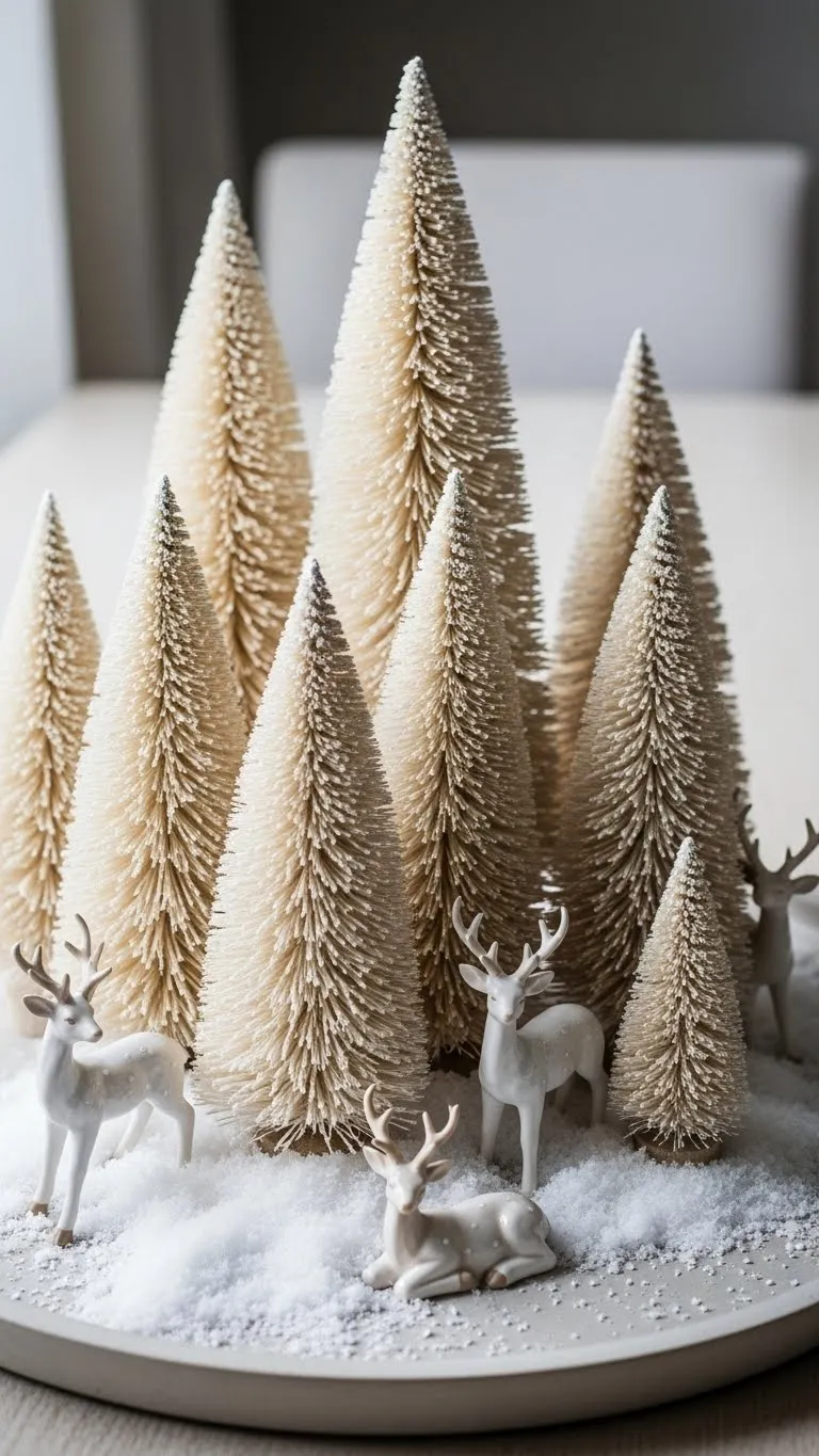 Frosted Bottle Brush Tree Cluster