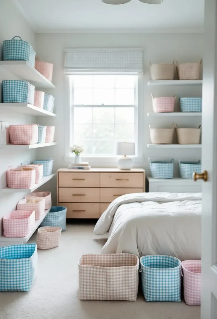 Gingham Print Storage Baskets