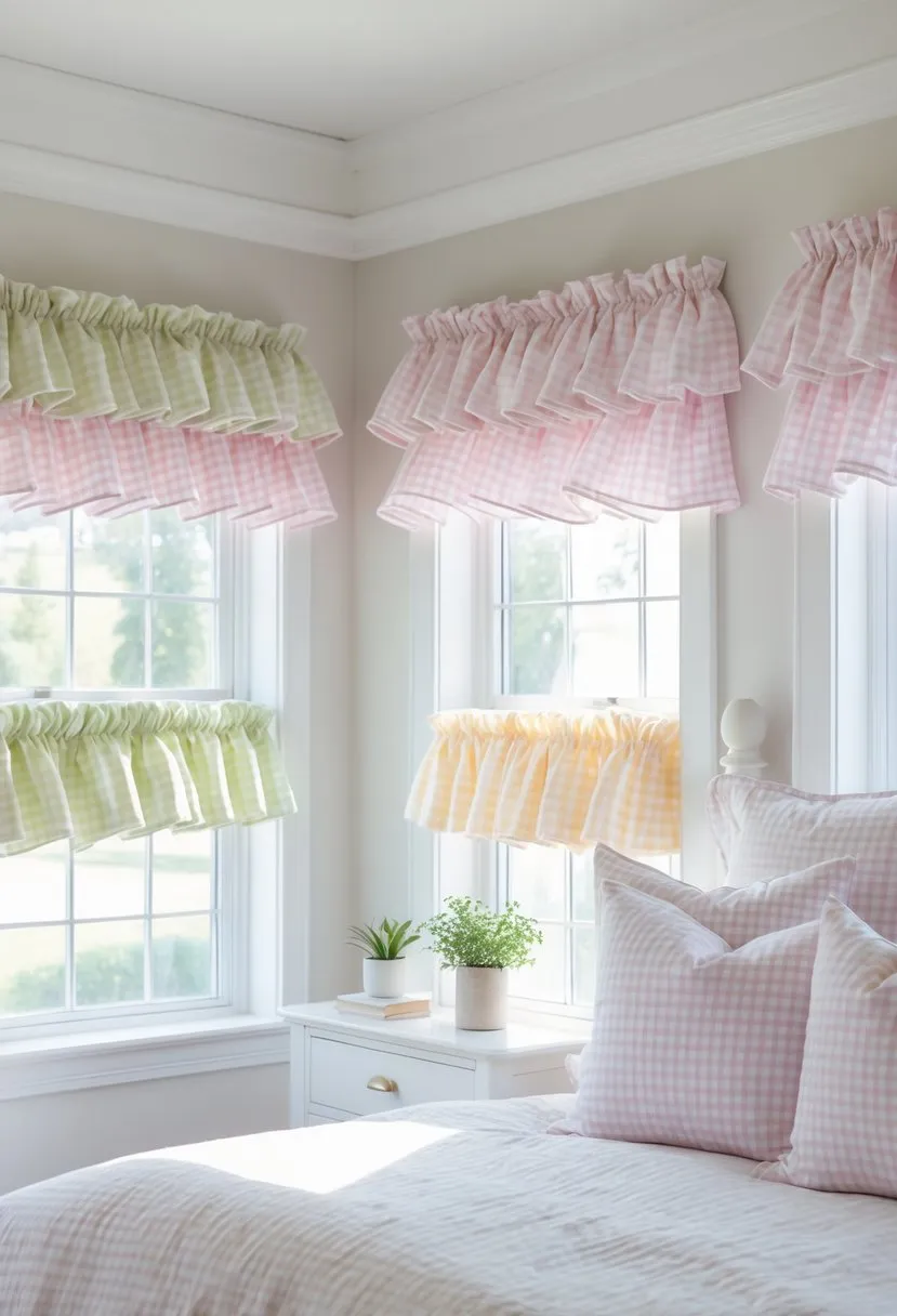  Gingham Ruffled Window Valances