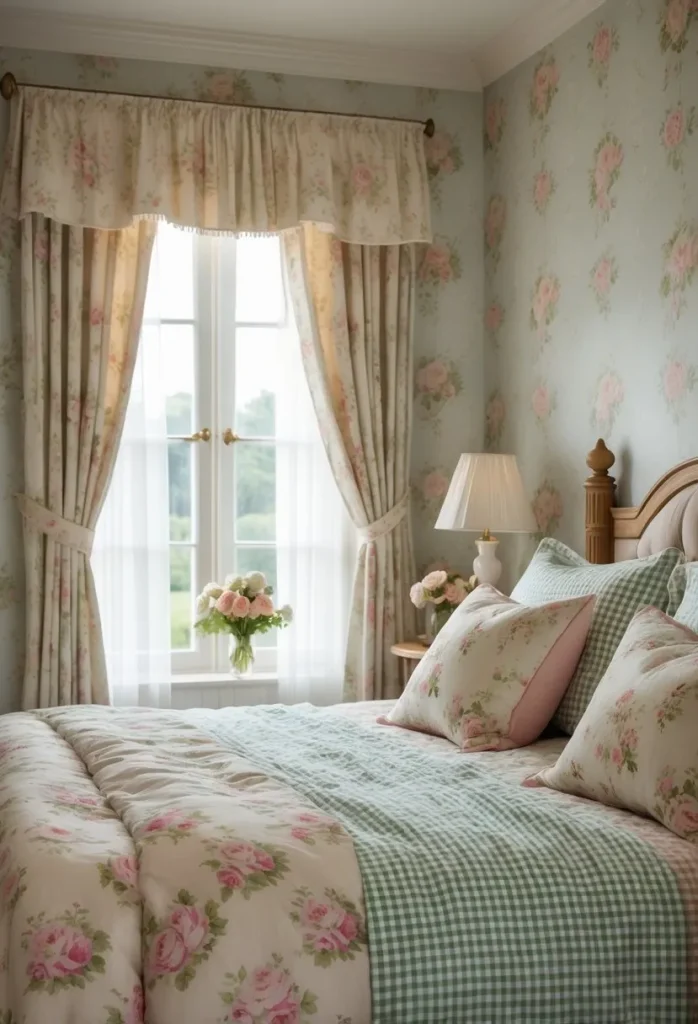 Vintage Floral and Gingham Mix Wall Art