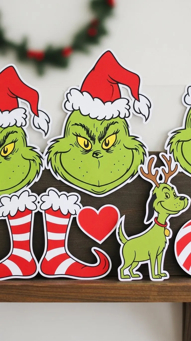 Grinch-Inspired Paper Cutouts
