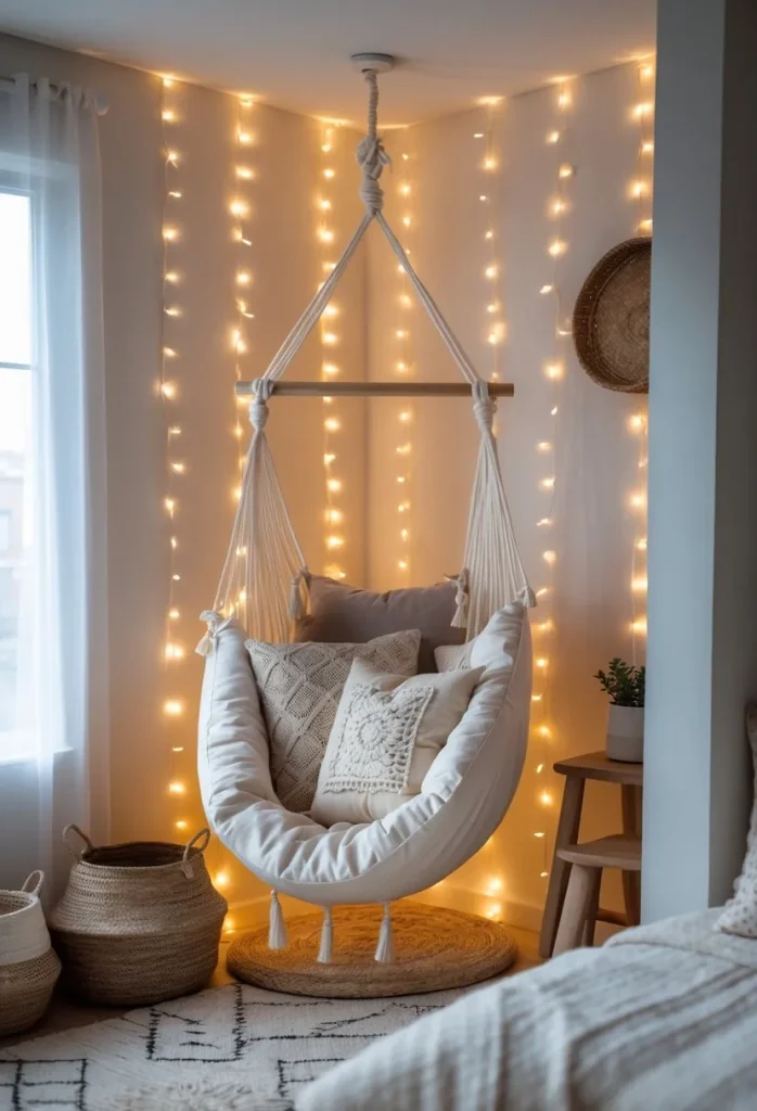 Corner Nook Hammock with Fairy Lights