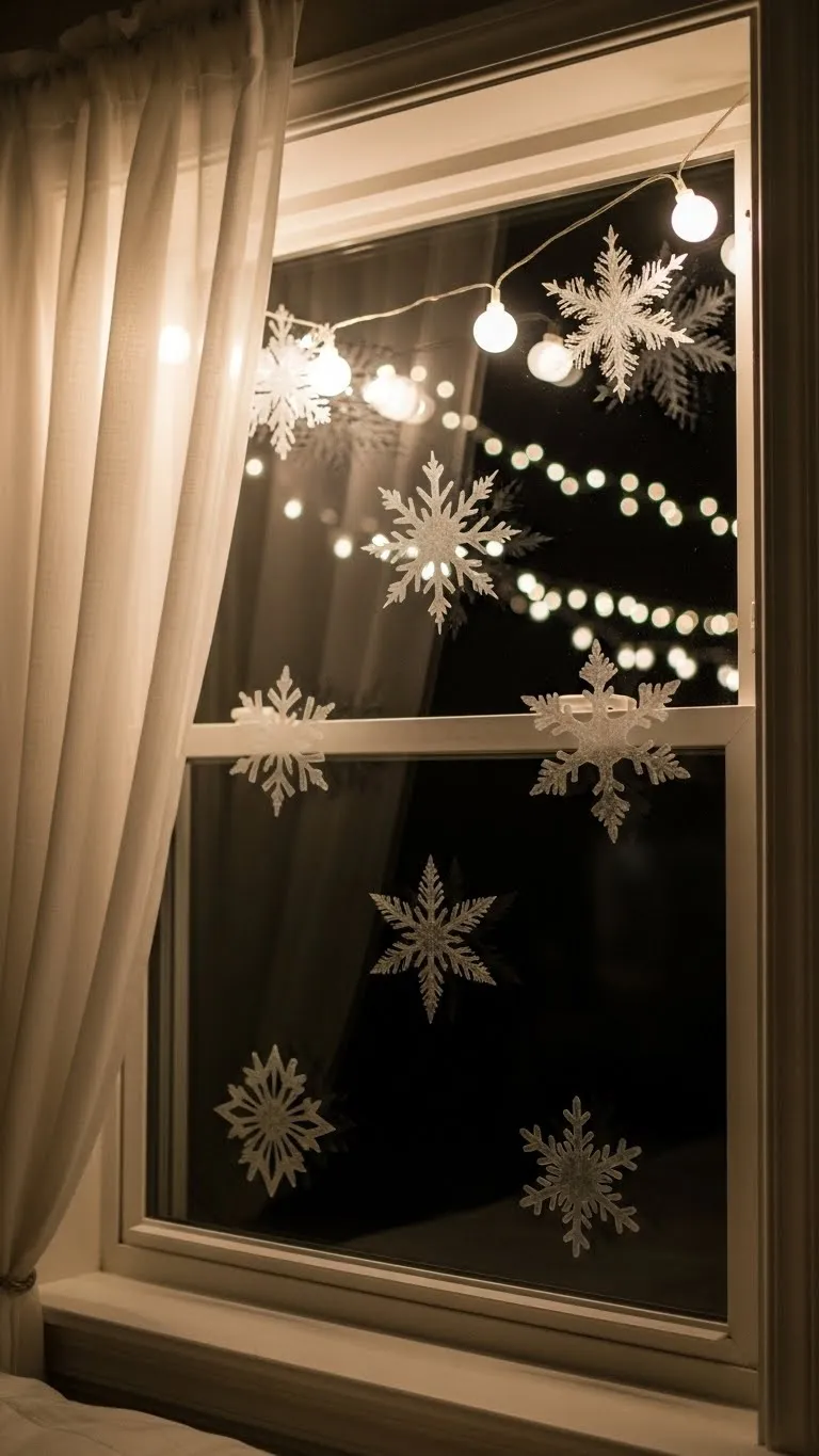 Hot-Glue Snowflake Window Clings