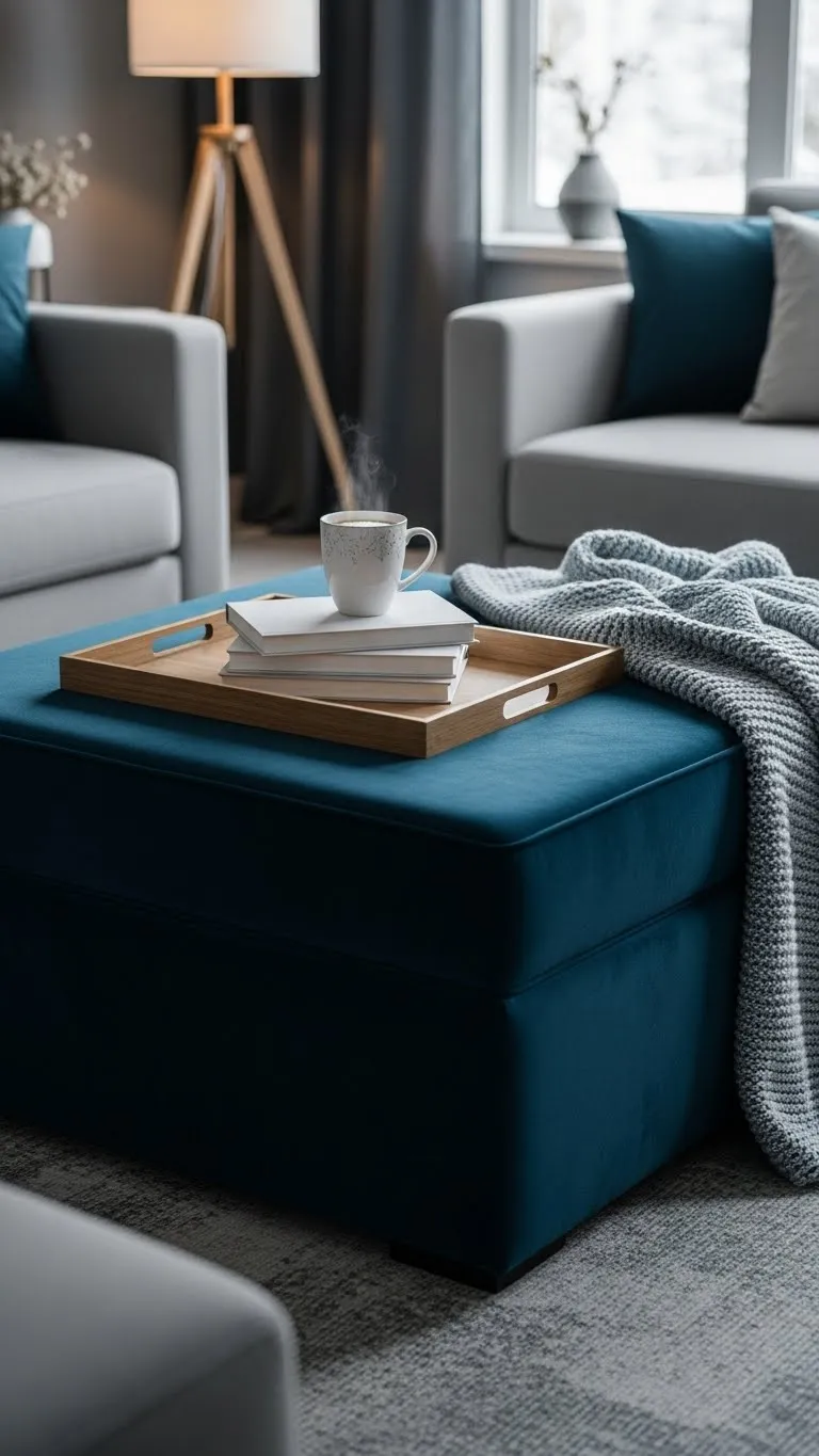 Jewel Tone Velvet Ottoman