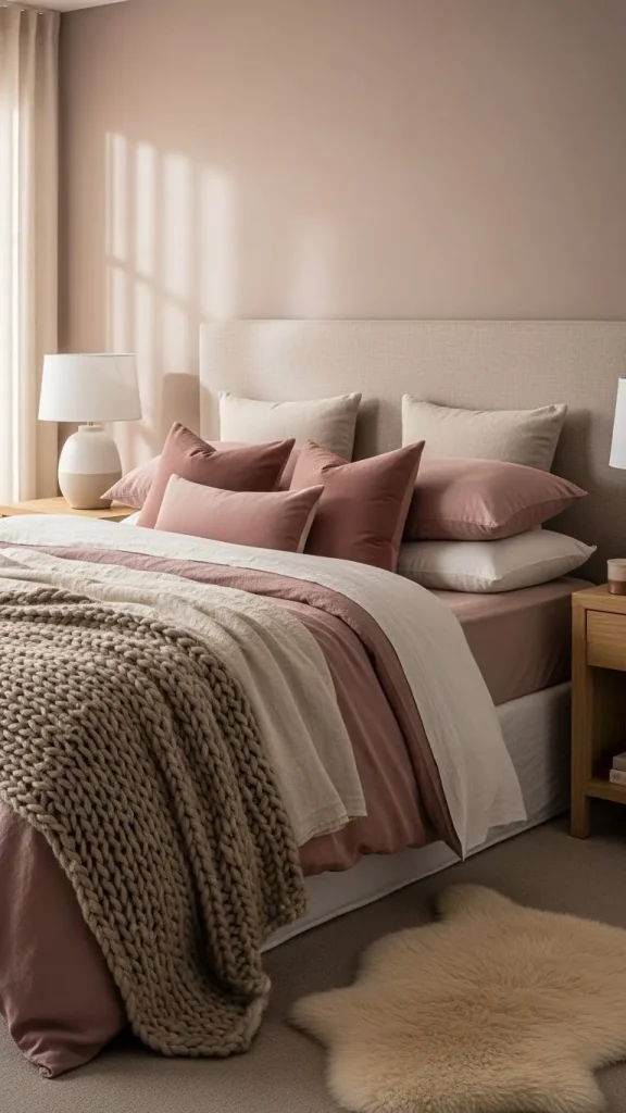  Mixing pink tones with neutral beige and cream shades