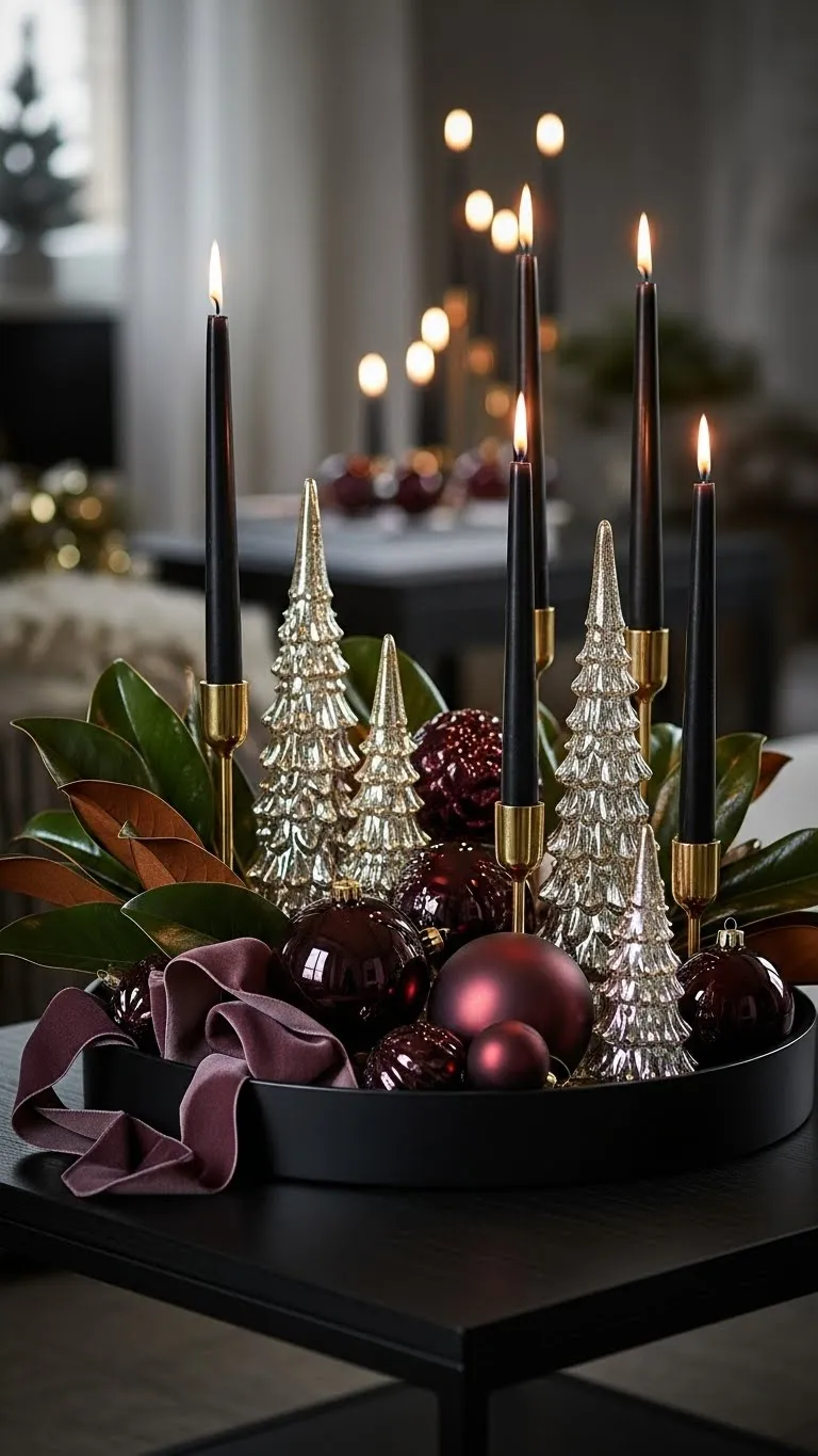  Moody Christmas Coffee Table (Black, Burgundy & Gold Glam)