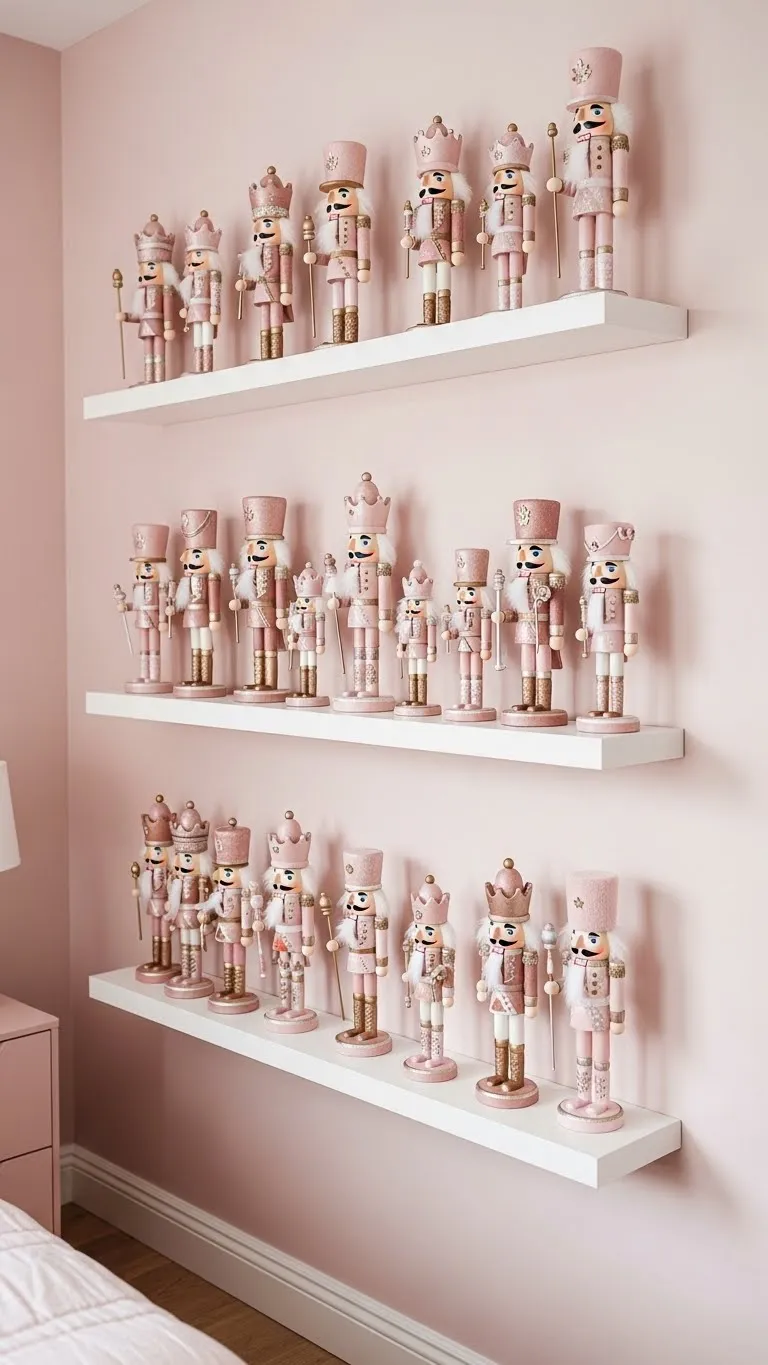 Pastel Nutcracker Collection on Floating Shelves