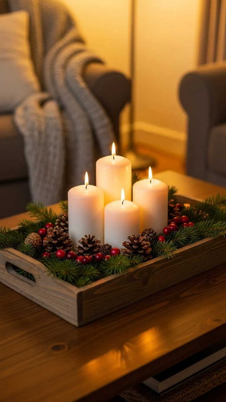 Pine & Candle Coffee Table Tray