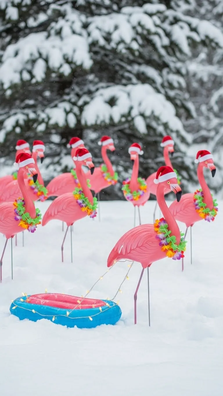 Pink Flamingo Santa Squad (Tropical Holiday Mashup)