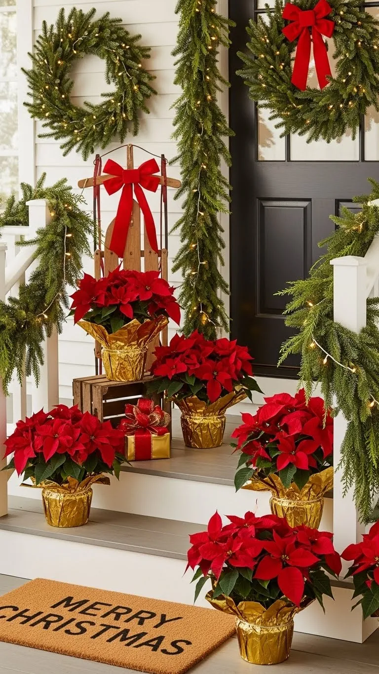 Poinsettia Pots in Gold Foil for Instant Bloom