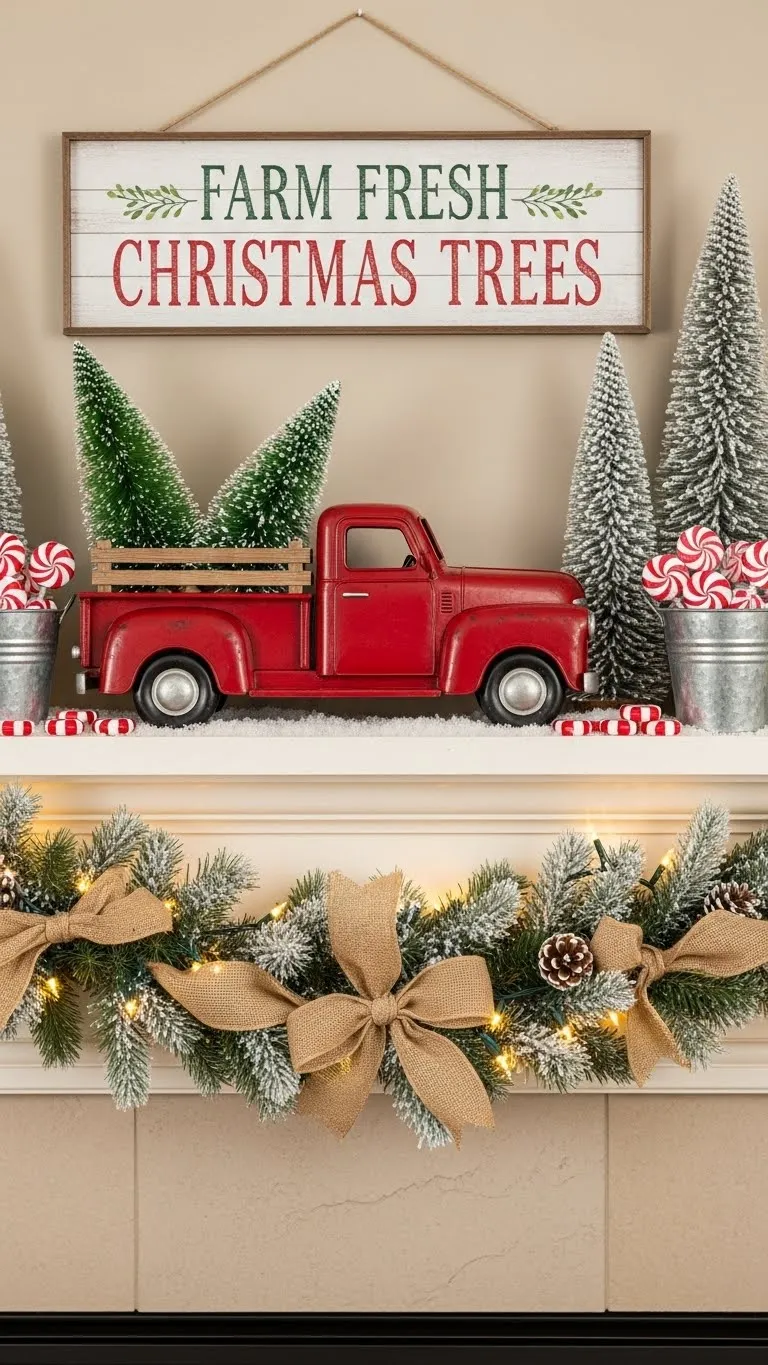 Red Vintage Truck Christmas Mantel (Pure Nostalgia Overload)