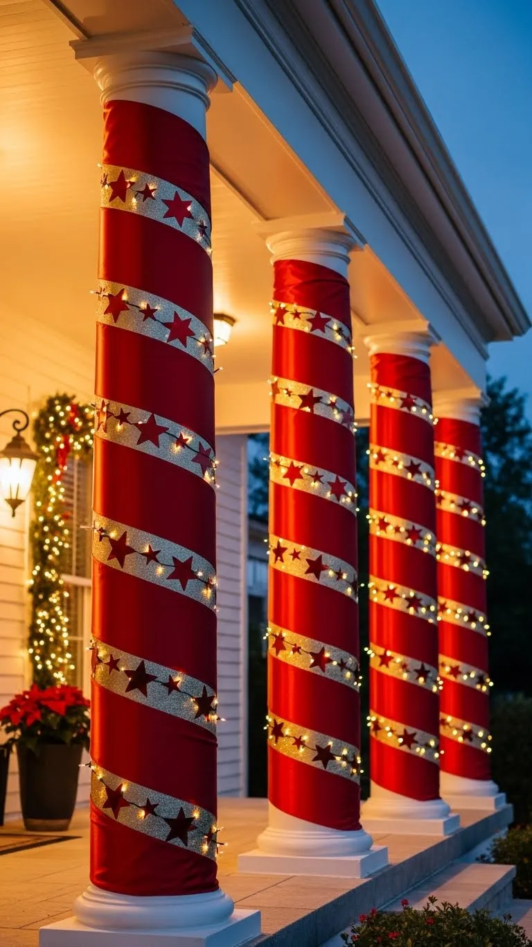 Ribbon-Wrapped Columns for Vertical Glam