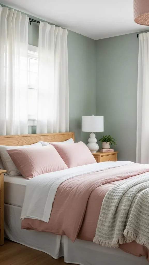 Soft Sage Green Walls with Blush Pink Accents 13 11zon