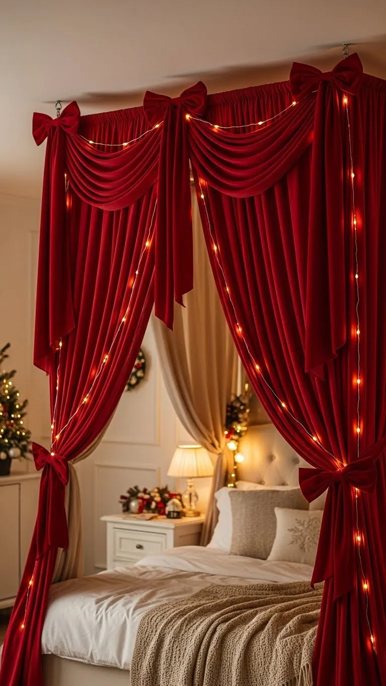 Velvet Ribbon Bed Canopy Swag