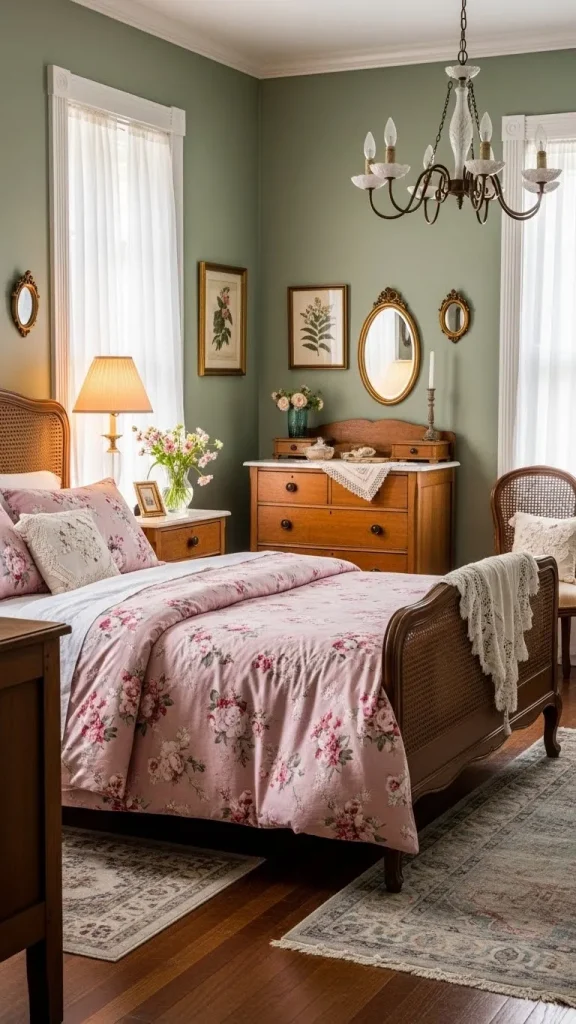 Vintage-Inspired Pink and Green with Floral Accents