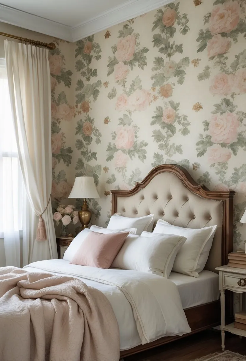 Vintage Floral Wallpaper Accent Wall