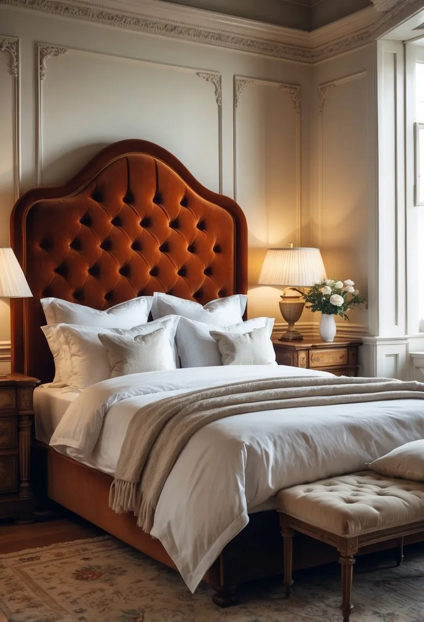 Edwardian Velvet Upholstered Headboard