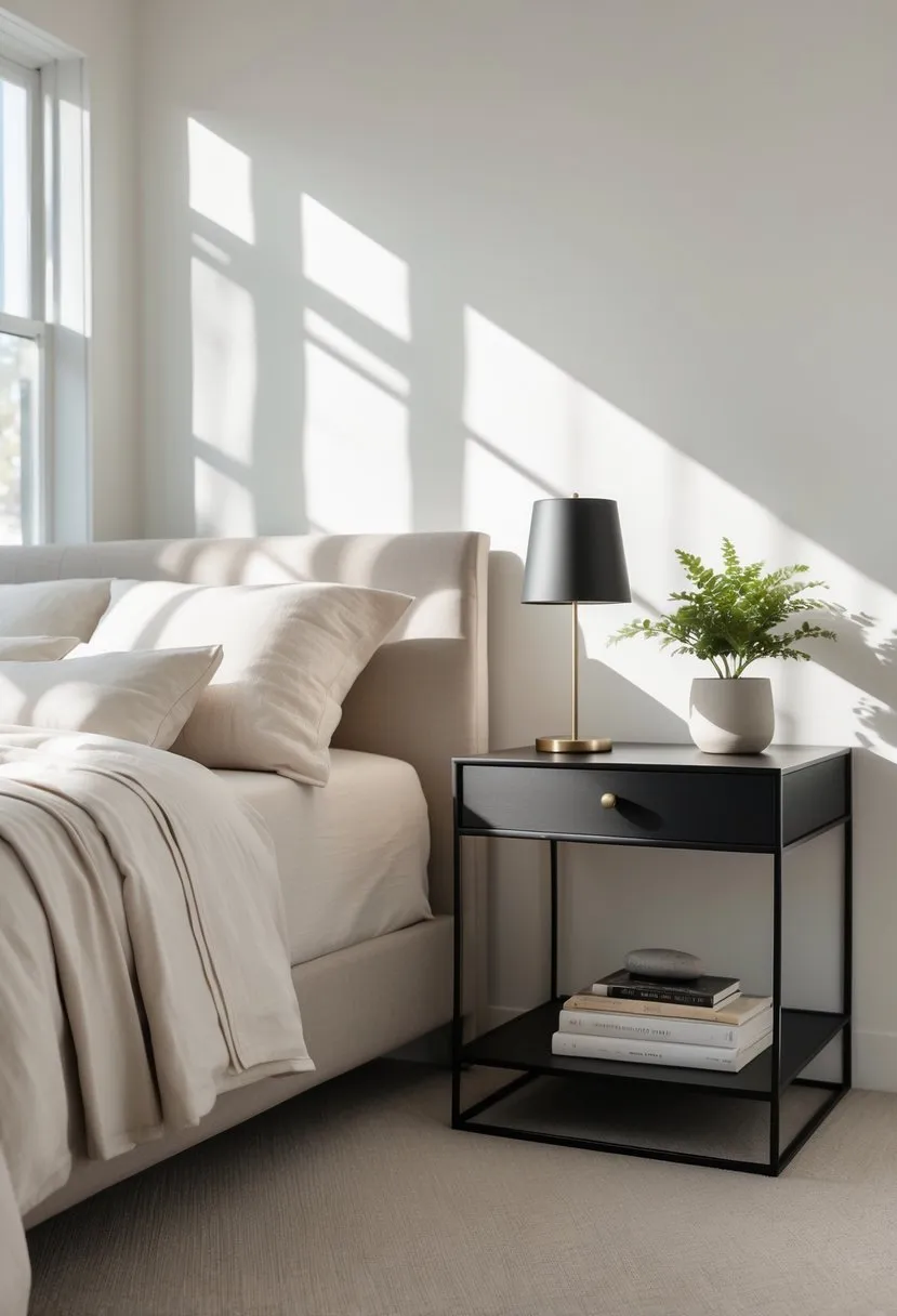 Choose black metal nightstands