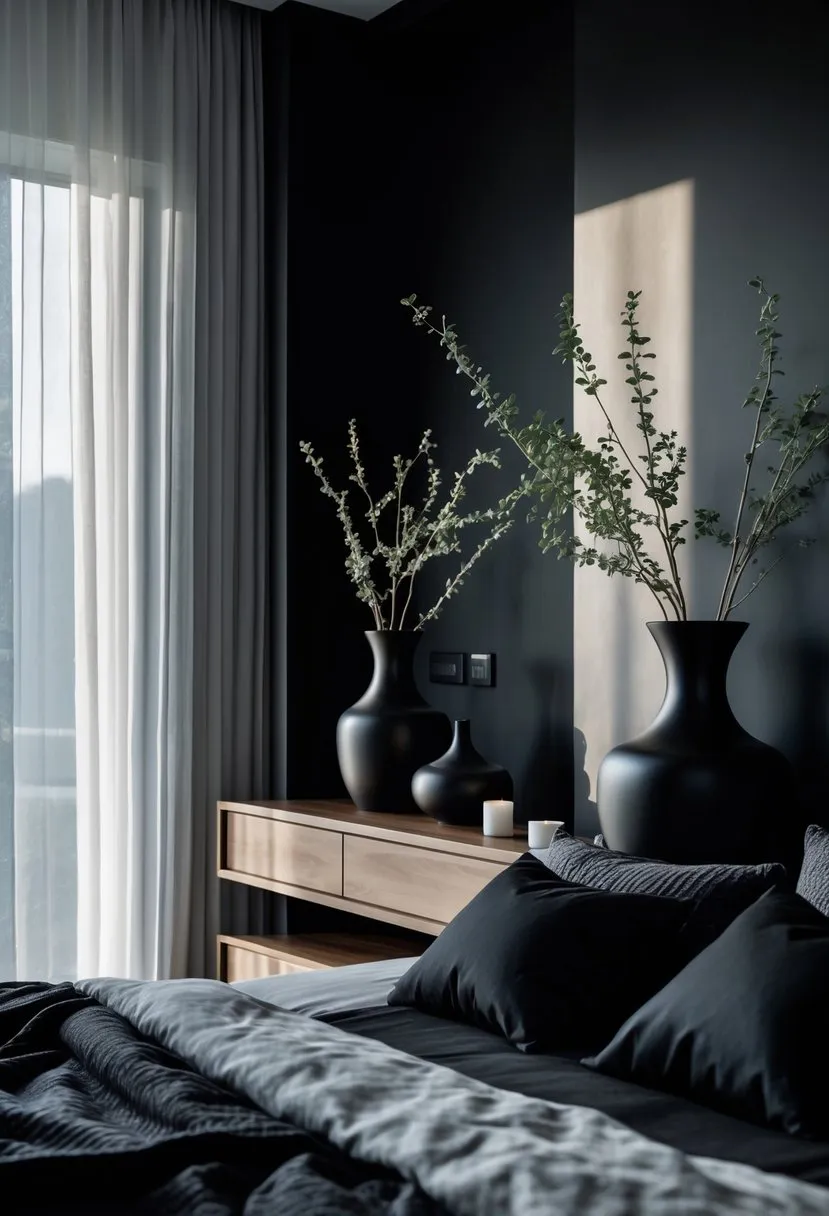 Use black ceramic vases as decor