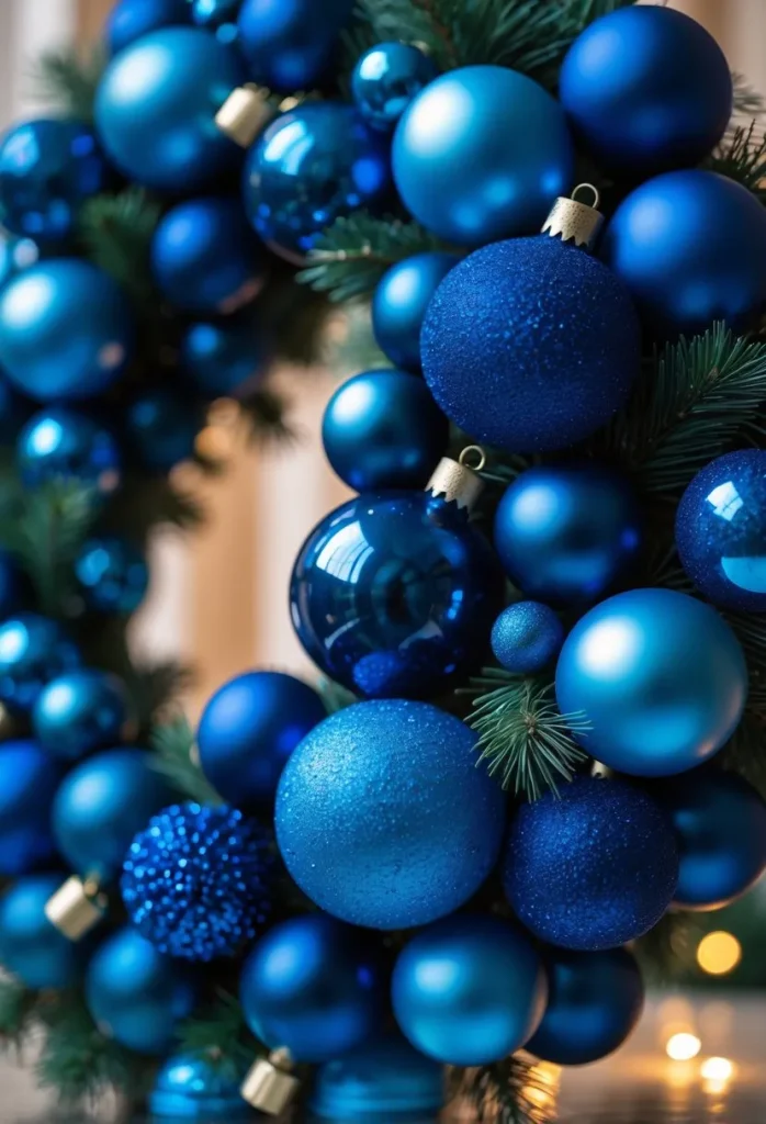  Blue Christmas Baubles Cluster Wreath