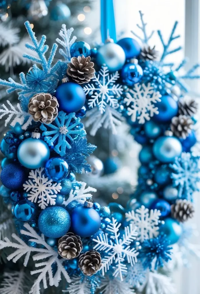  Blue Winter Wonderland Snowflake Wreath