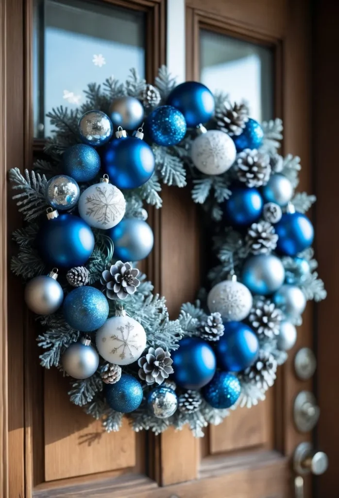  Winter Snowflake Blue Door Wreath