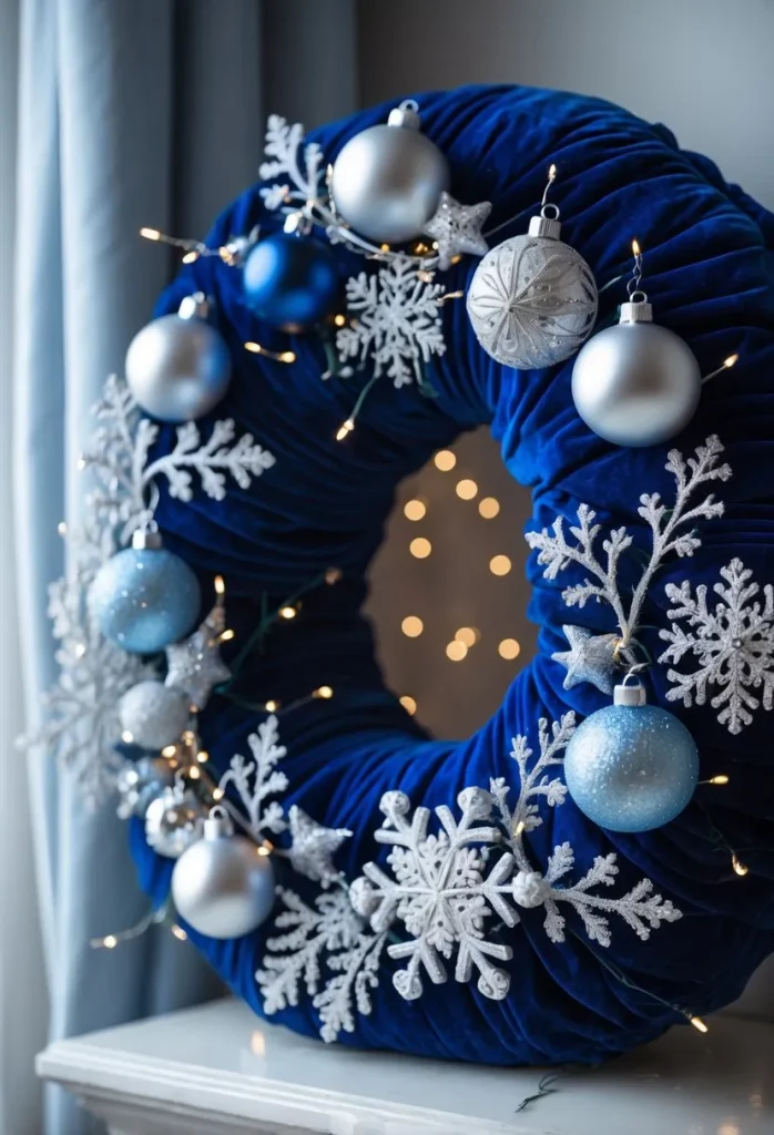 Royal Velvet Blue Christmas Wreath