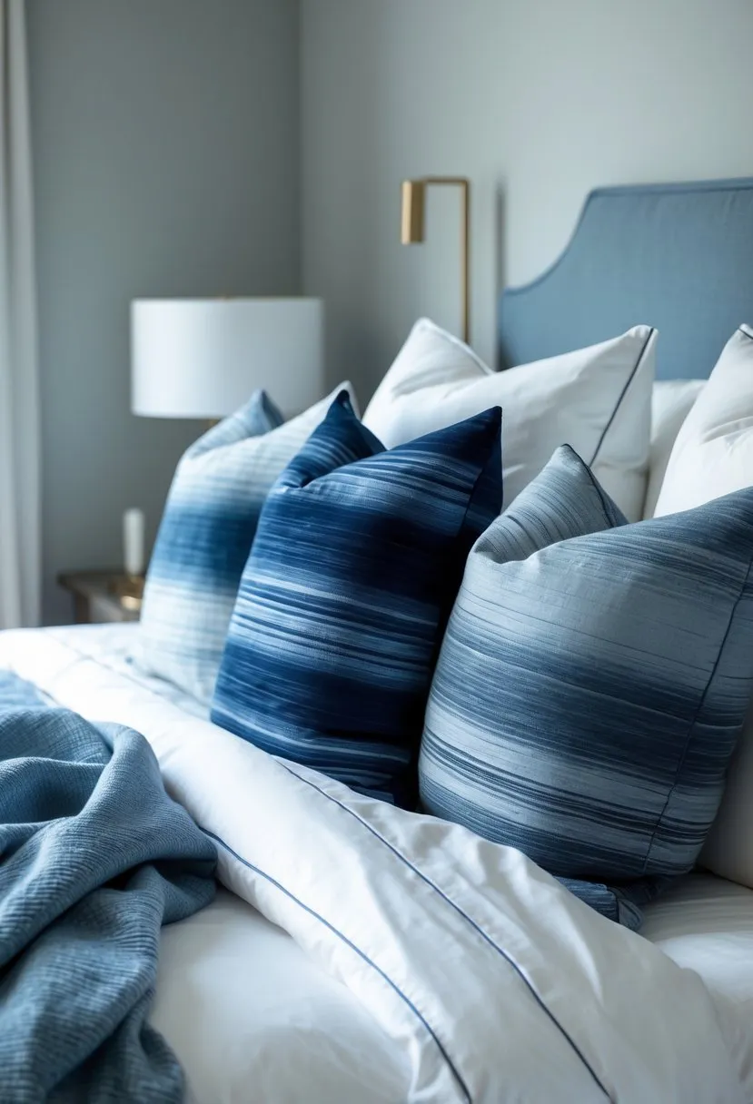 Choose ombre pillows in blue-gray shades