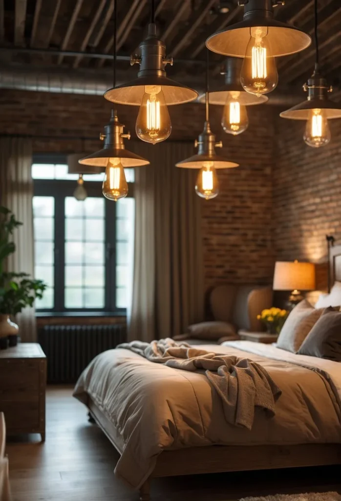 Vintage industrial-style metal ceiling lights