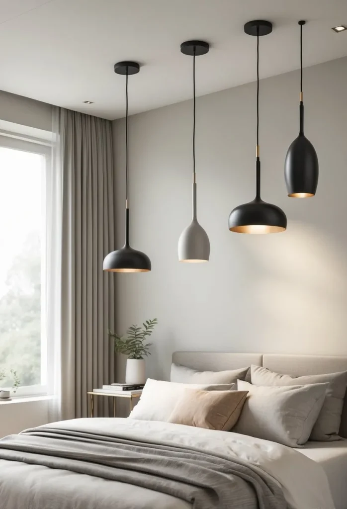 Minimalist pendant lights in metal finishes