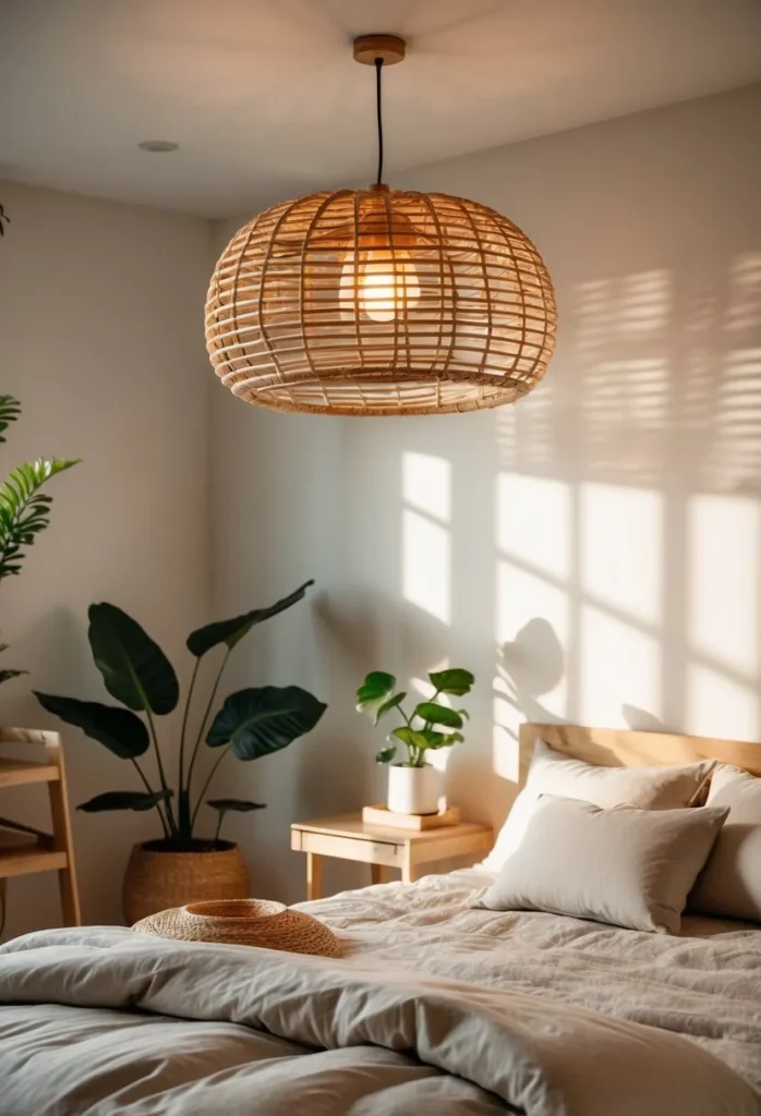 Boho rattan pendant lighting