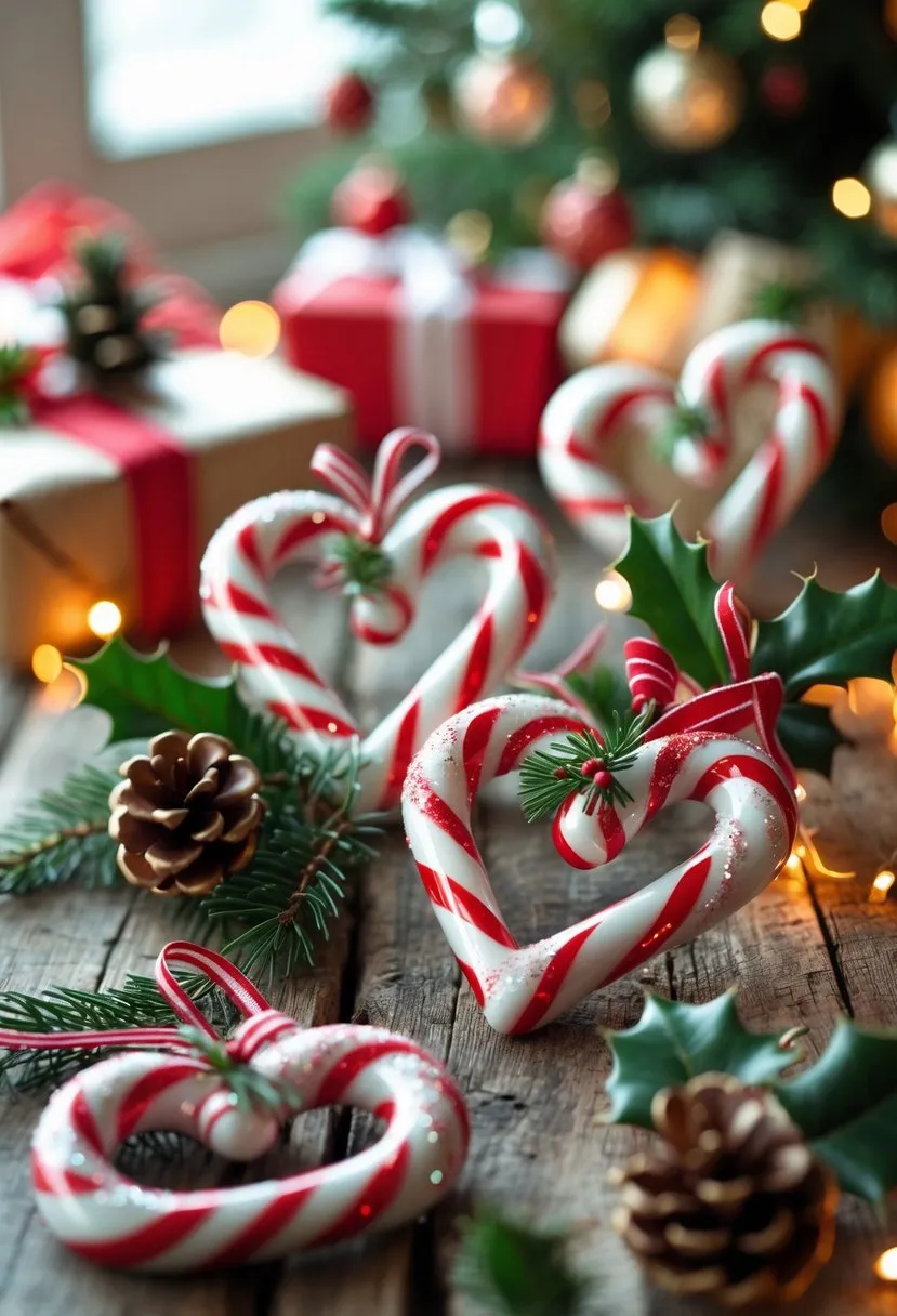  Festive Candy Cane Heart Ornaments
