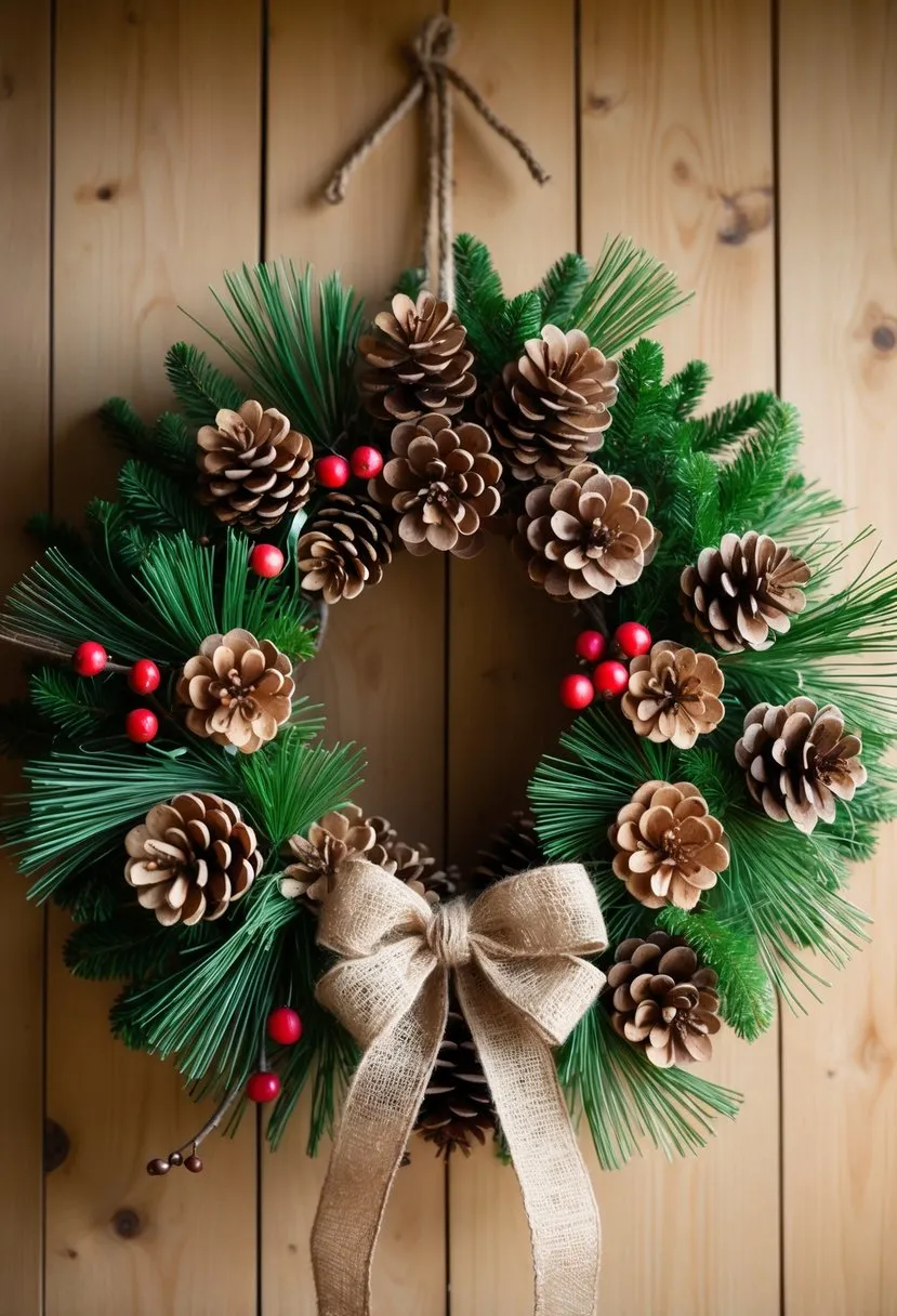 Handmade Wreaths with Natural Pinecones