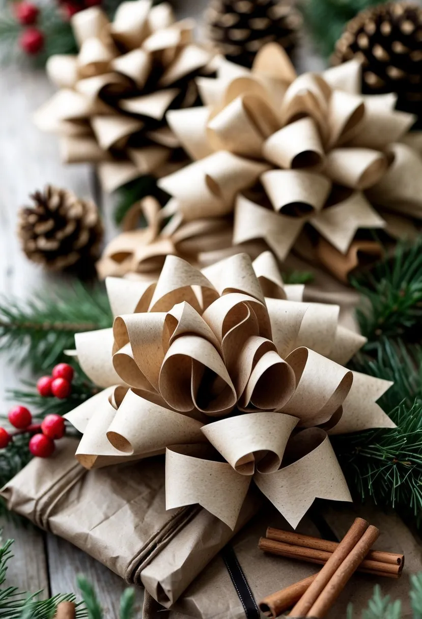 Recycled Paper Gift Wrap Bow Decorations