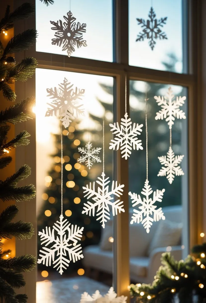 Paper Snowflake Window Hangings