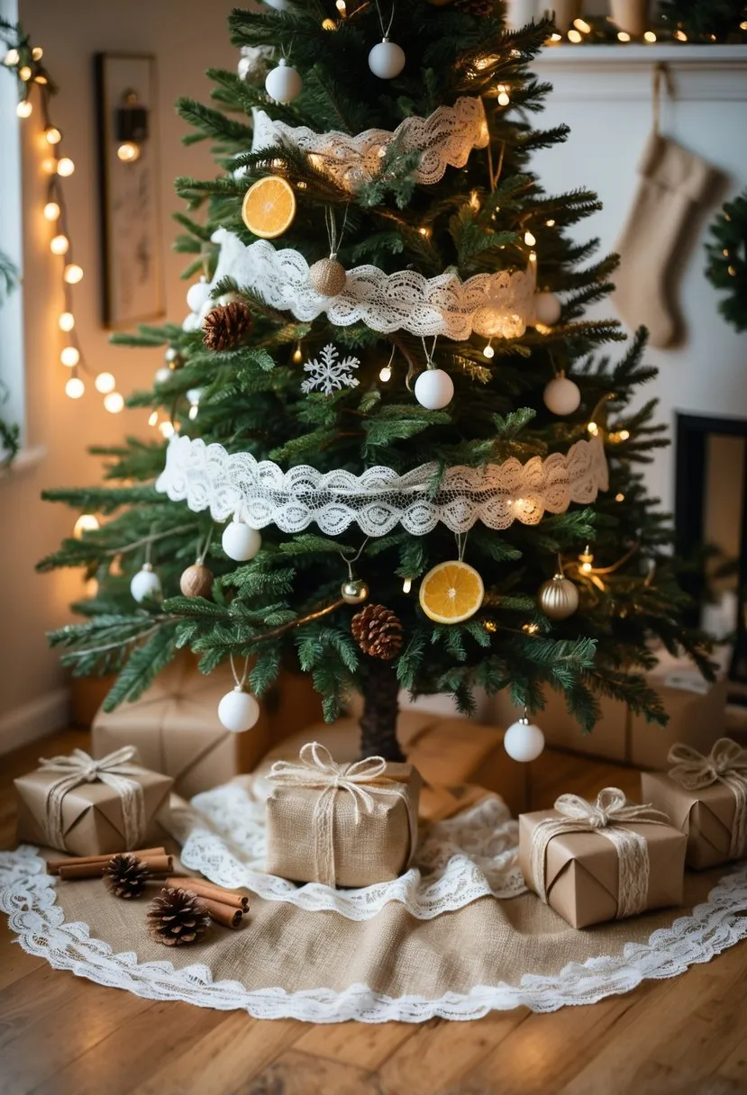 Burlap and Lace Tree Skirt