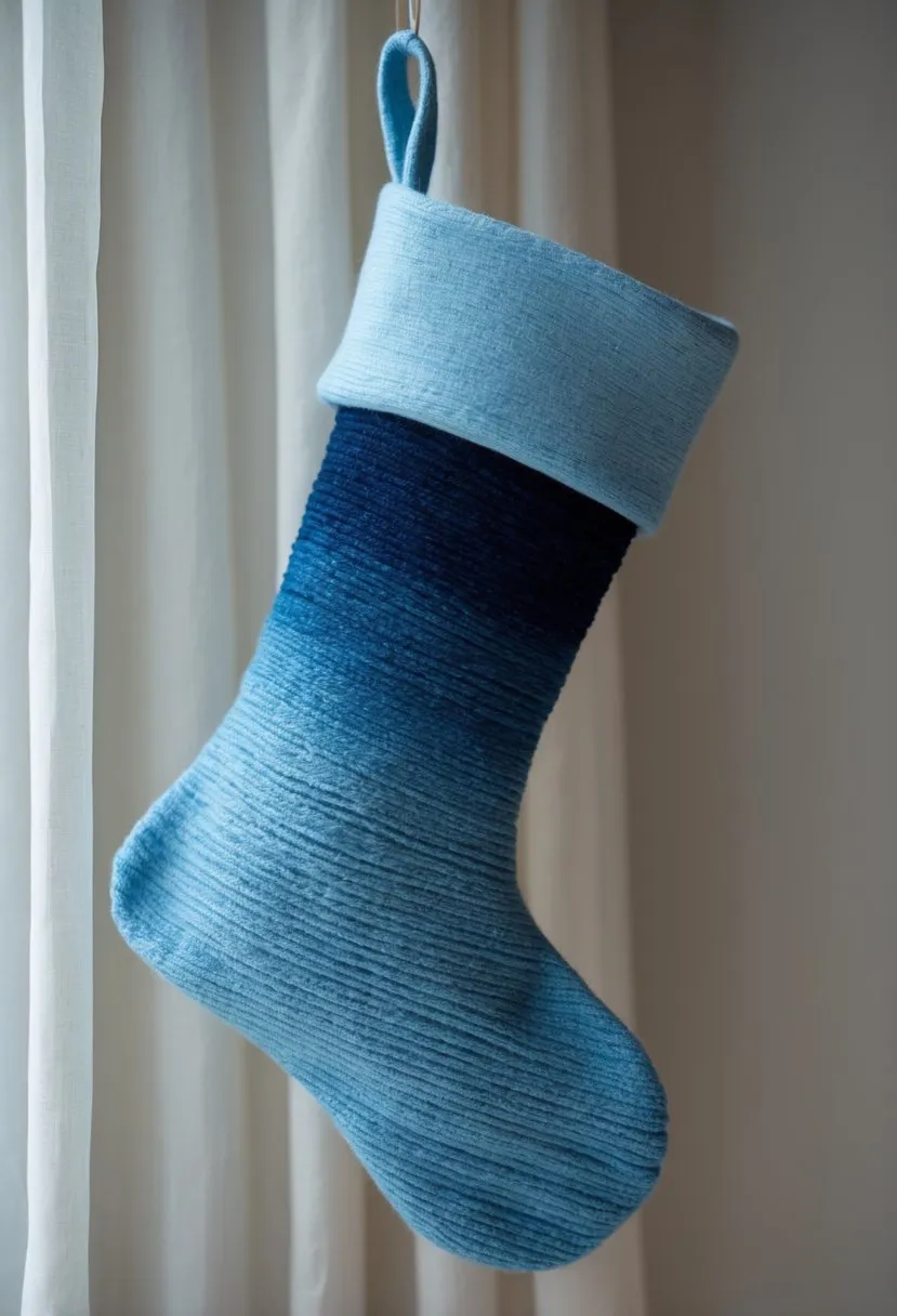 17 Creative Blue Christmas Stocking Ideas for Festive Home Decor 14 Blue ombre stocking fading from navy to sky blue
