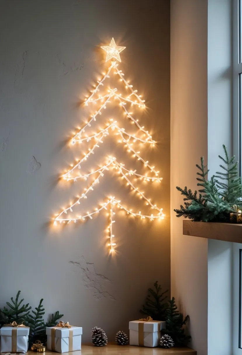  Wall-Mounted Twinkling Lights Tree