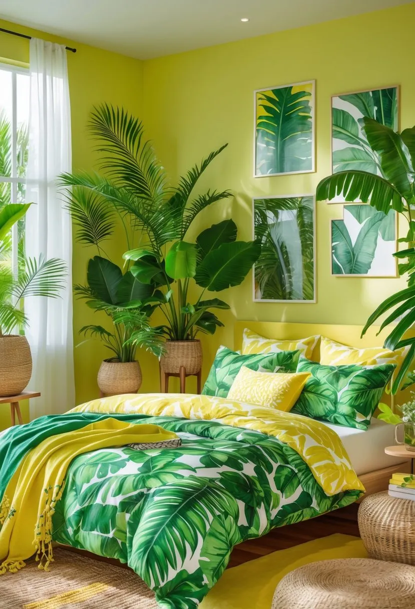 Tropical theme with green and yellow tones
