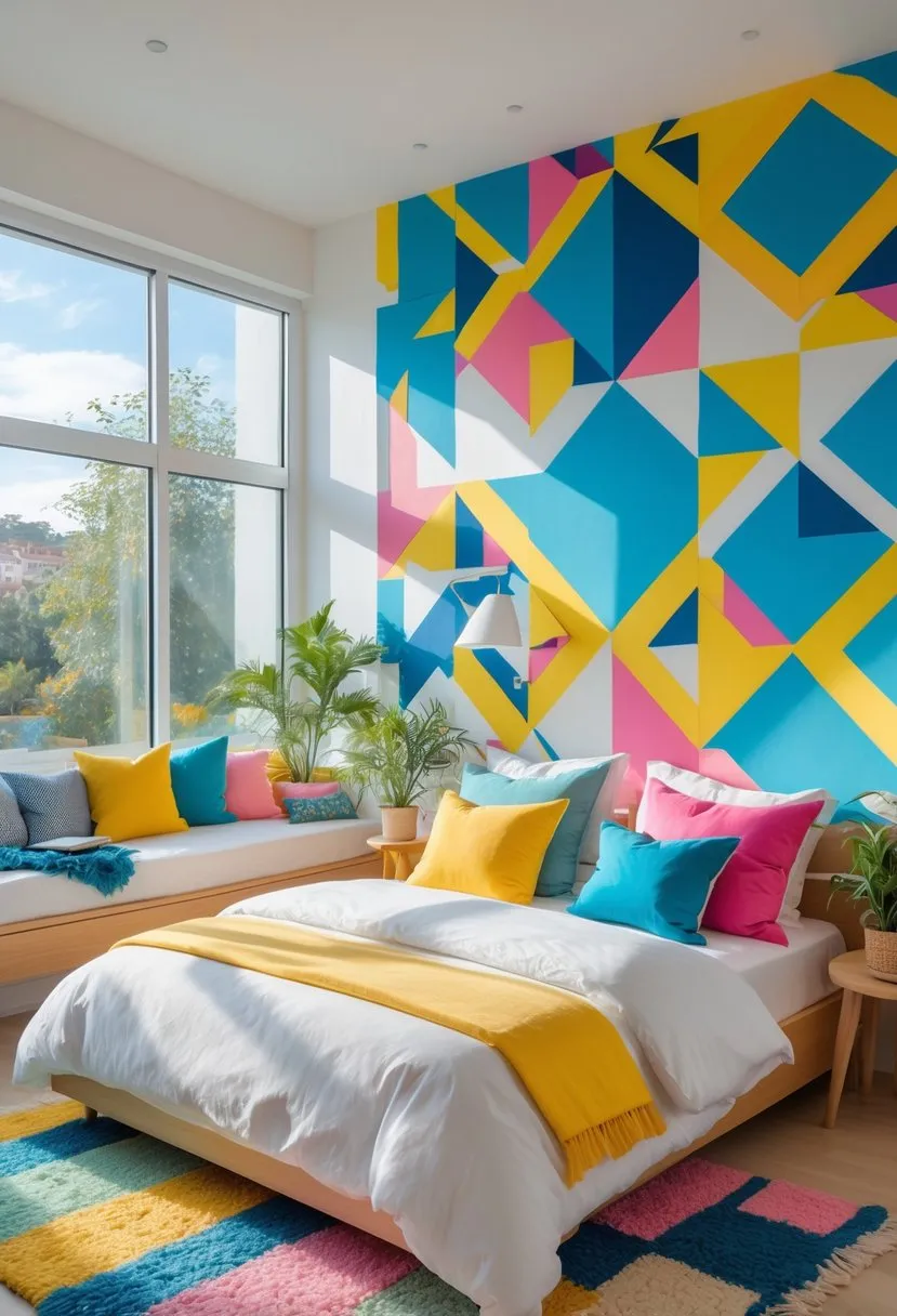 Multicolor geometric pattern wallpaper