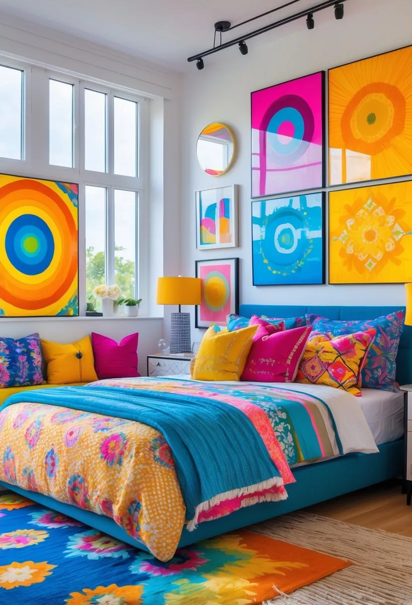 Bright artwork as focal points