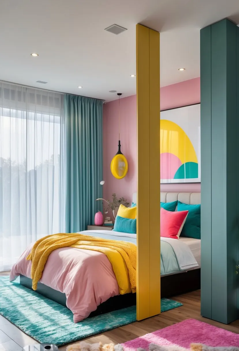  Two-tone room divider panels