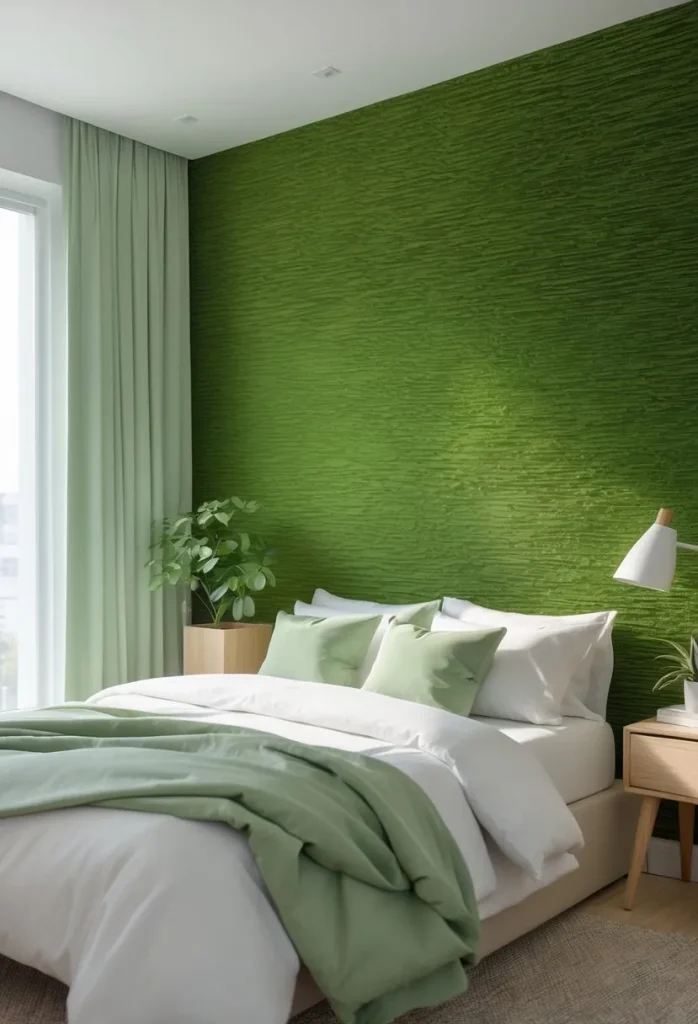 Textured Venetian Plaster Green Walls for Dimension
