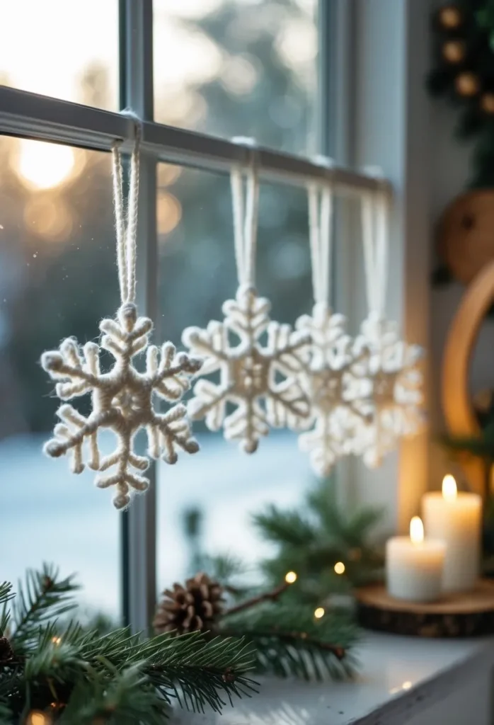 Crocheted Snowflake Window Hangings