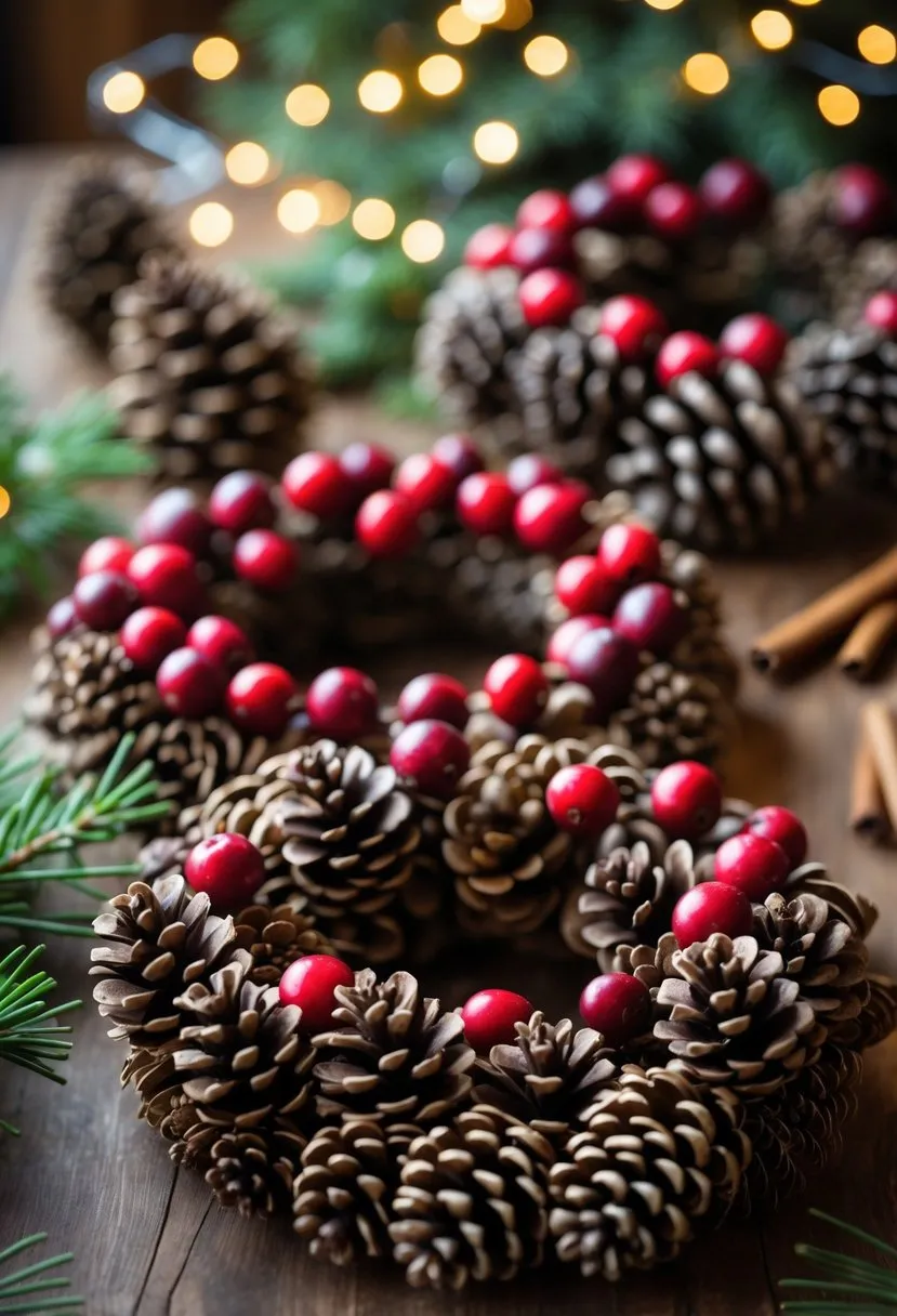 Rustic Pinecone and Cranberry Wreaths