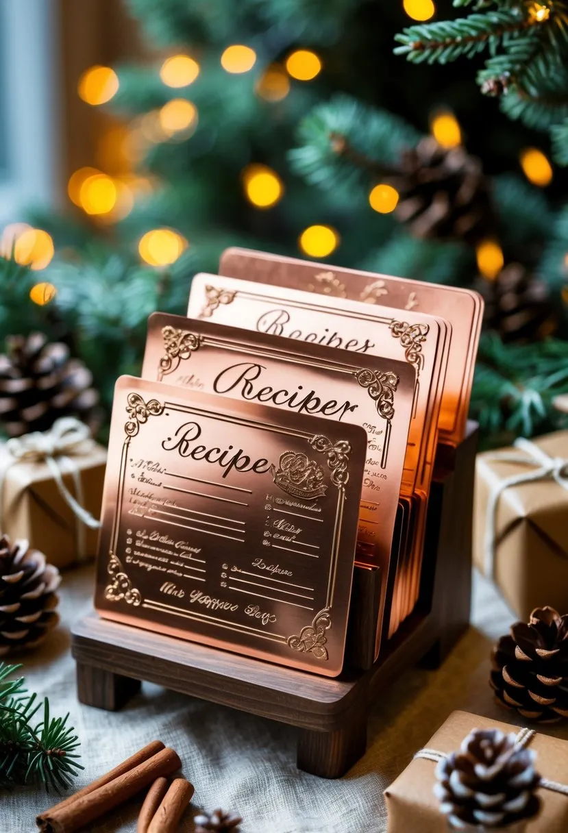 Stamped Copper Recipe Cards Display