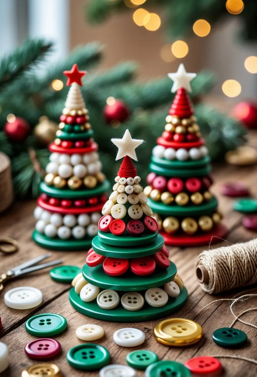How to Make Stacked Button Christmas Trees: Creative Holiday Craft Ideas 4 stacked christmas tree decor