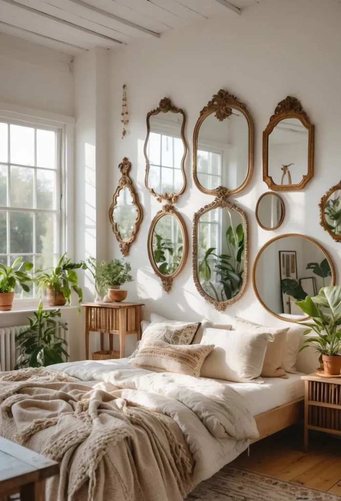 Hang vintage mirrors to enhance light and space