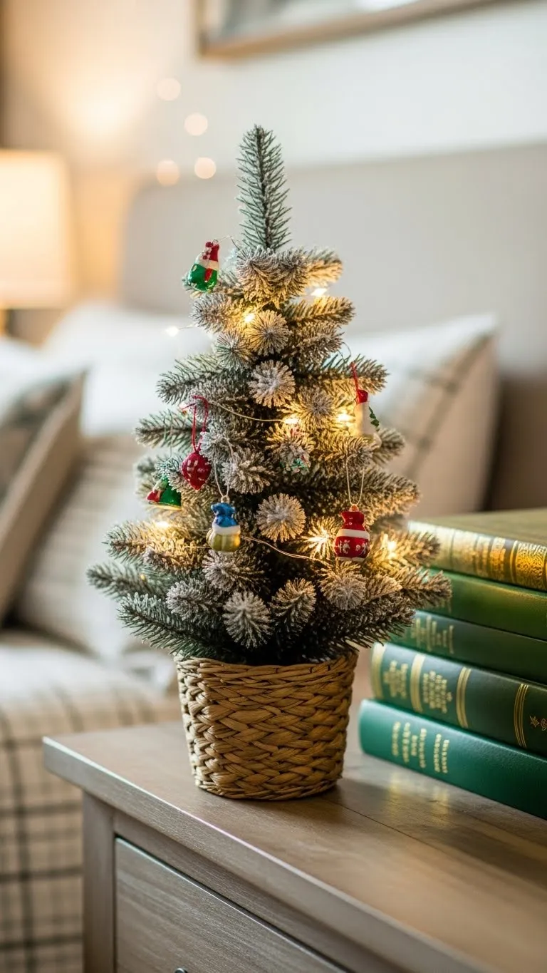 mini Flocked Tree from Dollar Store Finds_